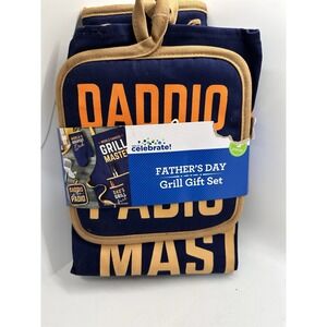 Father's Day Gift Set Grill Kitchen Apron Oven Mitt Potholder New 3-Piece New